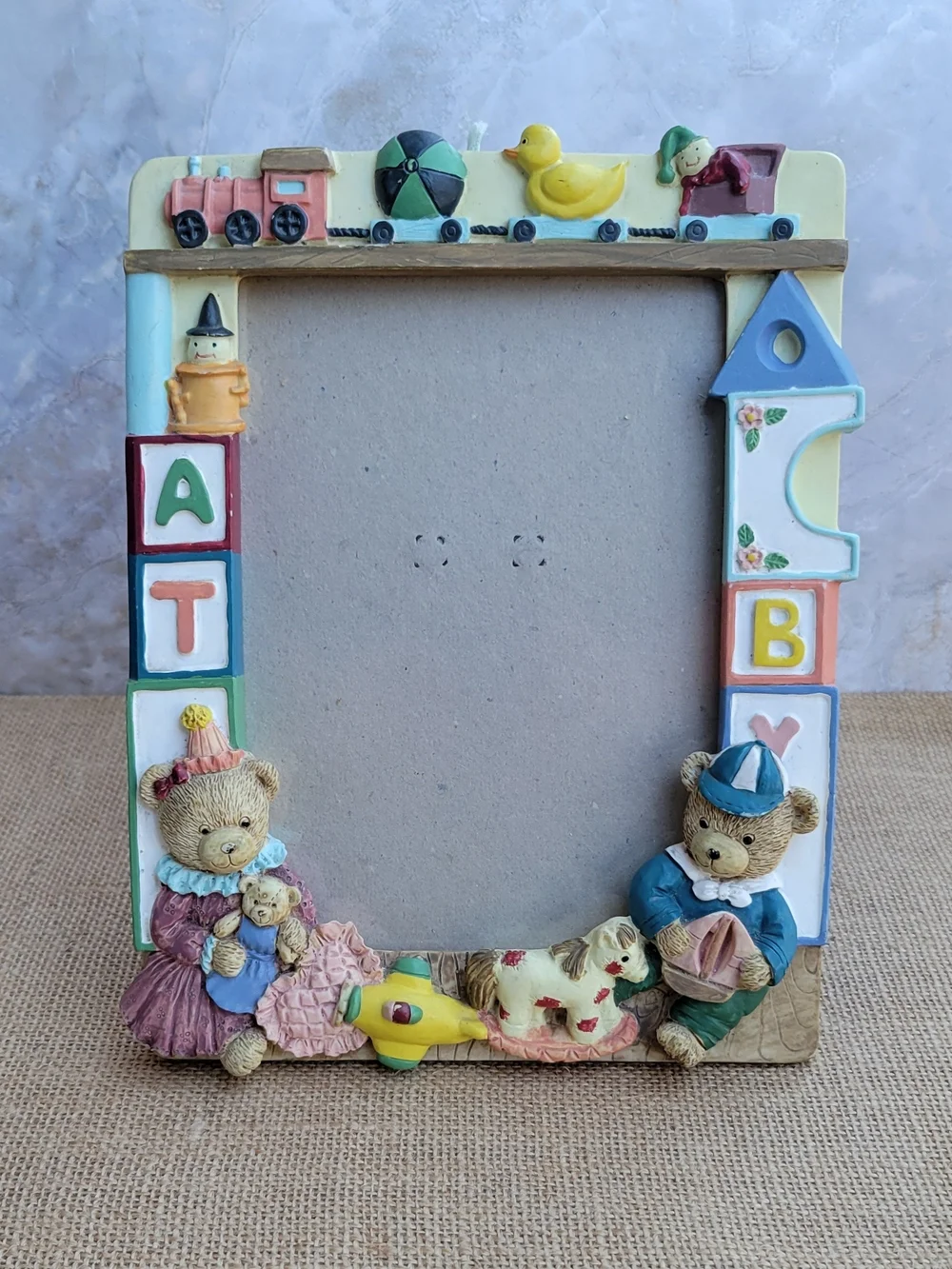 Vintage 90s 3D Bear Ceramic Collectible Picture Frame